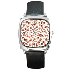 Pine Cones Pattern Square Metal Watch by Mariart