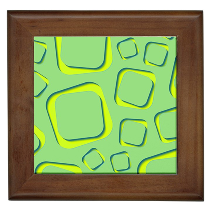 Shapes Green Lime Abstract Wallpaper Framed Tiles