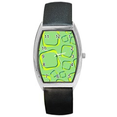 Shapes Green Lime Abstract Wallpaper Barrel Style Metal Watch by Mariart