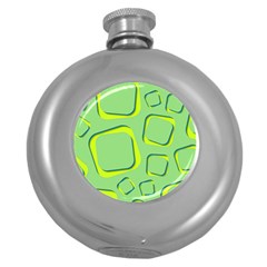 Shapes Green Lime Abstract Wallpaper Round Hip Flask (5 Oz) by Mariart