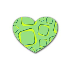 Shapes Green Lime Abstract Wallpaper Heart Coaster (4 Pack)  by Mariart