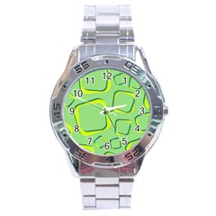 Shapes Green Lime Abstract Wallpaper Stainless Steel Analogue Watch by Mariart