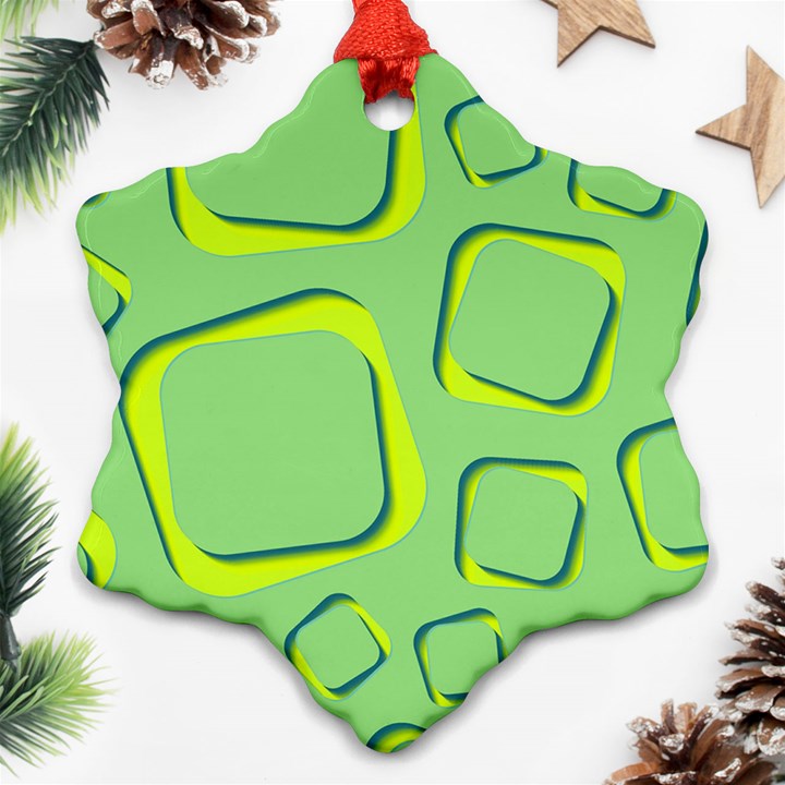 Shapes Green Lime Abstract Wallpaper Ornament (Snowflake)