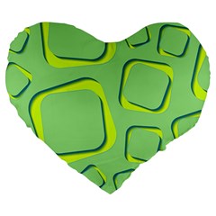 Shapes Green Lime Abstract Wallpaper Large 19  Premium Heart Shape Cushions