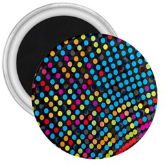 Polkadot Rainbow Colorful Polka Circle Line Light 3  Magnets