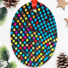 Polkadot Rainbow Colorful Polka Circle Line Light Ornament (oval)