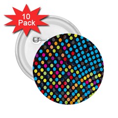 Polkadot Rainbow Colorful Polka Circle Line Light 2 25  Buttons (10 Pack)  by Mariart