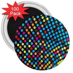 Polkadot Rainbow Colorful Polka Circle Line Light 3  Magnets (100 Pack) by Mariart