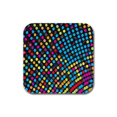 Polkadot Rainbow Colorful Polka Circle Line Light Rubber Square Coaster (4 Pack)  by Mariart