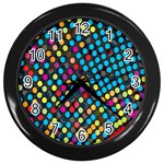 Polkadot Rainbow Colorful Polka Circle Line Light Wall Clocks (Black) Front