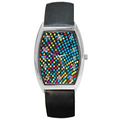 Polkadot Rainbow Colorful Polka Circle Line Light Barrel Style Metal Watch by Mariart