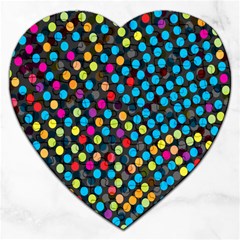 Polkadot Rainbow Colorful Polka Circle Line Light Jigsaw Puzzle (heart) by Mariart