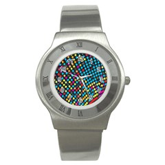 Polkadot Rainbow Colorful Polka Circle Line Light Stainless Steel Watch by Mariart