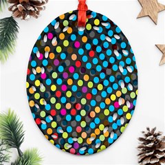 Polkadot Rainbow Colorful Polka Circle Line Light Oval Filigree Ornament (two Sides) by Mariart