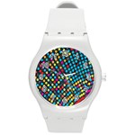 Polkadot Rainbow Colorful Polka Circle Line Light Round Plastic Sport Watch (M) Front