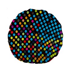 Polkadot Rainbow Colorful Polka Circle Line Light Standard 15  Premium Round Cushions by Mariart