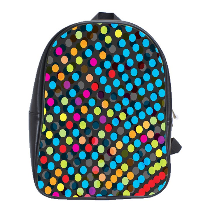 Polkadot Rainbow Colorful Polka Circle Line Light School Bags (XL) 