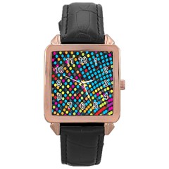 Polkadot Rainbow Colorful Polka Circle Line Light Rose Gold Leather Watch  by Mariart