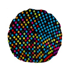 Polkadot Rainbow Colorful Polka Circle Line Light Standard 15  Premium Flano Round Cushions by Mariart