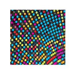 Polkadot Rainbow Colorful Polka Circle Line Light Small Satin Scarf (square) by Mariart