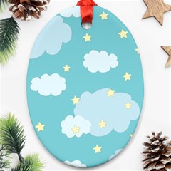 Stellar Cloud Blue Sky Star Ornament (oval) by Mariart