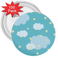 Stellar Cloud Blue Sky Star 3  Buttons (100 Pack)  by Mariart