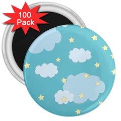 Stellar Cloud Blue Sky Star 3  Magnets (100 Pack)