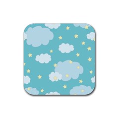 Stellar Cloud Blue Sky Star Rubber Coaster (square)  by Mariart