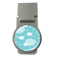 Stellar Cloud Blue Sky Star Money Clips (round)  by Mariart