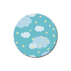 Stellar Cloud Blue Sky Star Rubber Round Coaster (4 Pack)  by Mariart