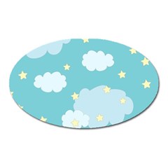 Stellar Cloud Blue Sky Star Oval Magnet