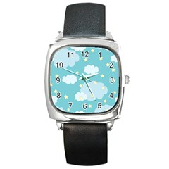 Stellar Cloud Blue Sky Star Square Metal Watch by Mariart