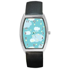 Stellar Cloud Blue Sky Star Barrel Style Metal Watch by Mariart