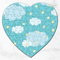 Stellar Cloud Blue Sky Star Jigsaw Puzzle (heart) by Mariart