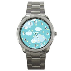 Stellar Cloud Blue Sky Star Sport Metal Watch by Mariart