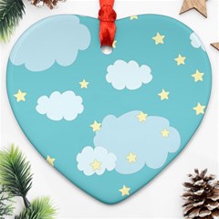 Stellar Cloud Blue Sky Star Heart Ornament (two Sides) by Mariart