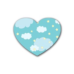 Stellar Cloud Blue Sky Star Rubber Coaster (heart)  by Mariart