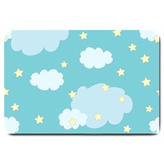 Stellar Cloud Blue Sky Star Large Doormat  by Mariart