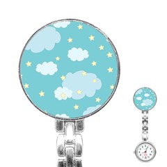 Stellar Cloud Blue Sky Star Stainless Steel Nurses Watch by Mariart