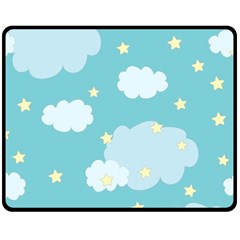 Stellar Cloud Blue Sky Star Double Sided Fleece Blanket (medium) 