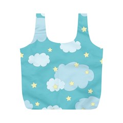 Stellar Cloud Blue Sky Star Full Print Recycle Bags (m) 