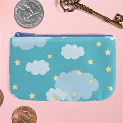 Stellar Cloud Blue Sky Star Large Coin Purse