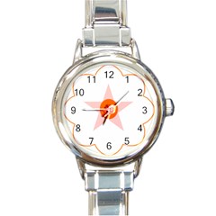 Test Flower Star Circle Orange Round Italian Charm Watch by Mariart