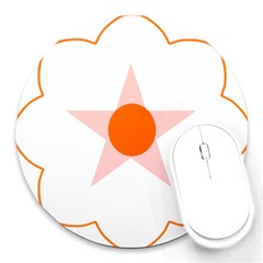 Test Flower Star Circle Orange Round Mousepads by Mariart