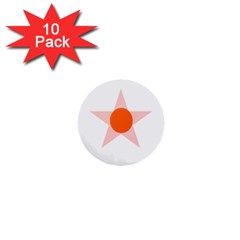 Test Flower Star Circle Orange 1  Mini Buttons (10 Pack)  by Mariart