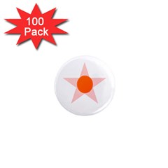 Test Flower Star Circle Orange 1  Mini Magnets (100 Pack) 