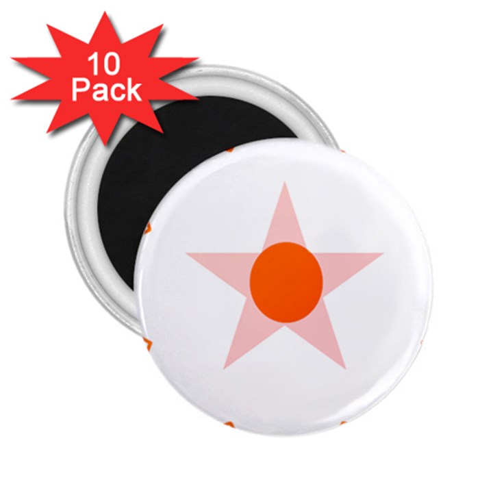 Test Flower Star Circle Orange 2.25  Magnets (10 pack) 