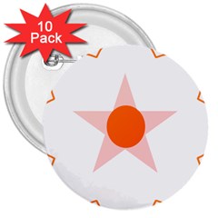 Test Flower Star Circle Orange 3  Buttons (10 Pack) 