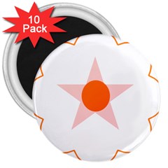 Test Flower Star Circle Orange 3  Magnets (10 Pack)  by Mariart