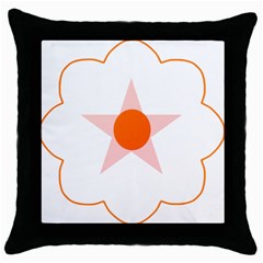 Test Flower Star Circle Orange Throw Pillow Case (black) by Mariart